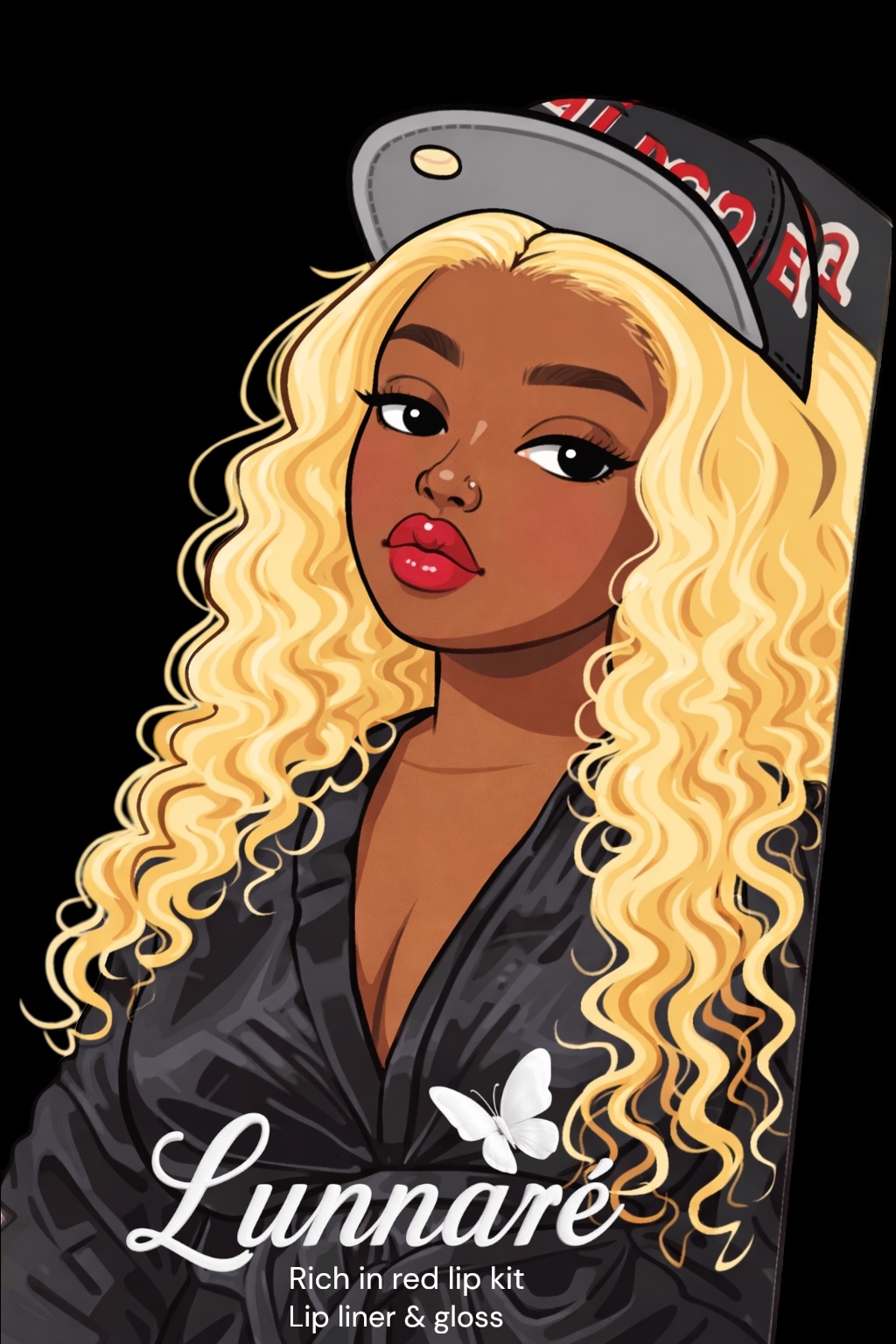 Lunnaré signature character illustration with butterfly